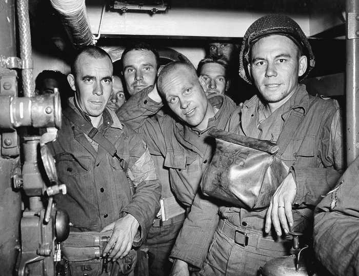 Bound for Normandy: U.S. Army troops on board a Coast Guard-manned LCI(L), the night of 5 June 1944. Bound for Normandy: U.S. Army troops on board a Coast Guard-manned LCI(L), the night of 5 June 1944.
